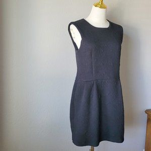 Classic Black Embossed Sleeveless Cotton Dress /Timeless Little Black Dress